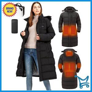 Heated Jacket Slim Fit 8 Heating Zones Battery Pack Winter Coat Long Tailor